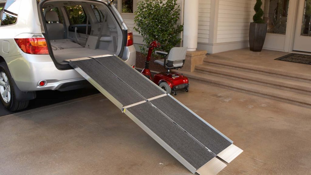 Wheelchair Ramps Martin Mobility Scooters Lift Chairs Stair Lifts   Ez Access Trifold Ramp Vehicle Load 1024x576 